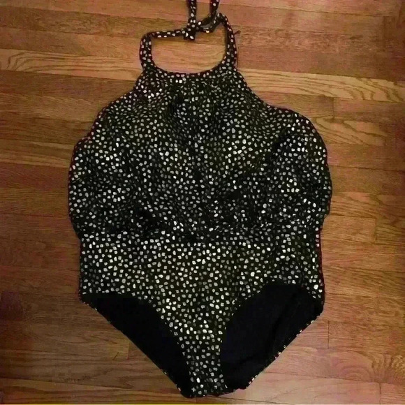 Swimsuits For All Gold and Black Blouson one piece Plus Size 26 - Picture 2 of 15